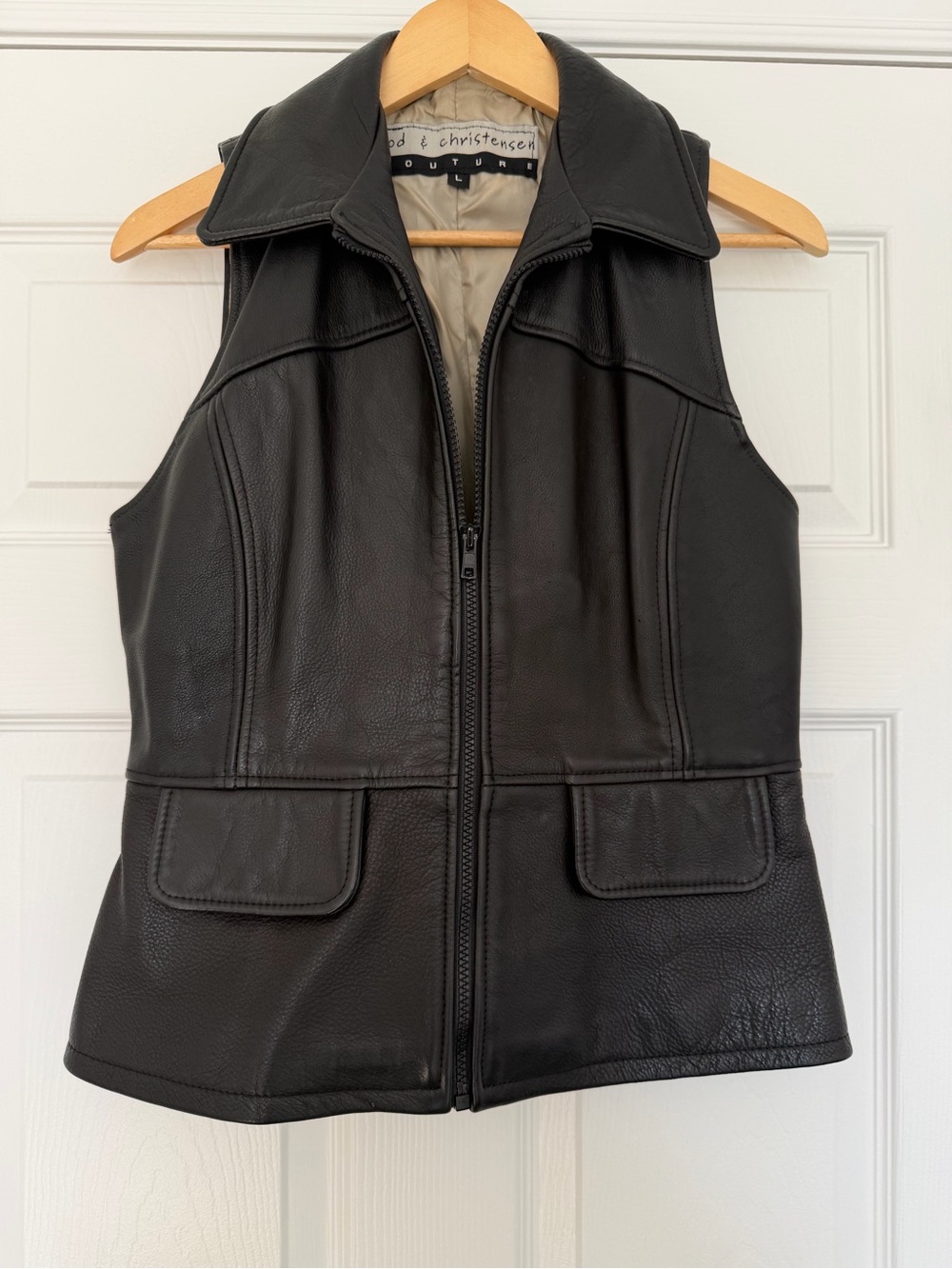 Bod & Christensen Vintage Leather Vest in Black Size Large